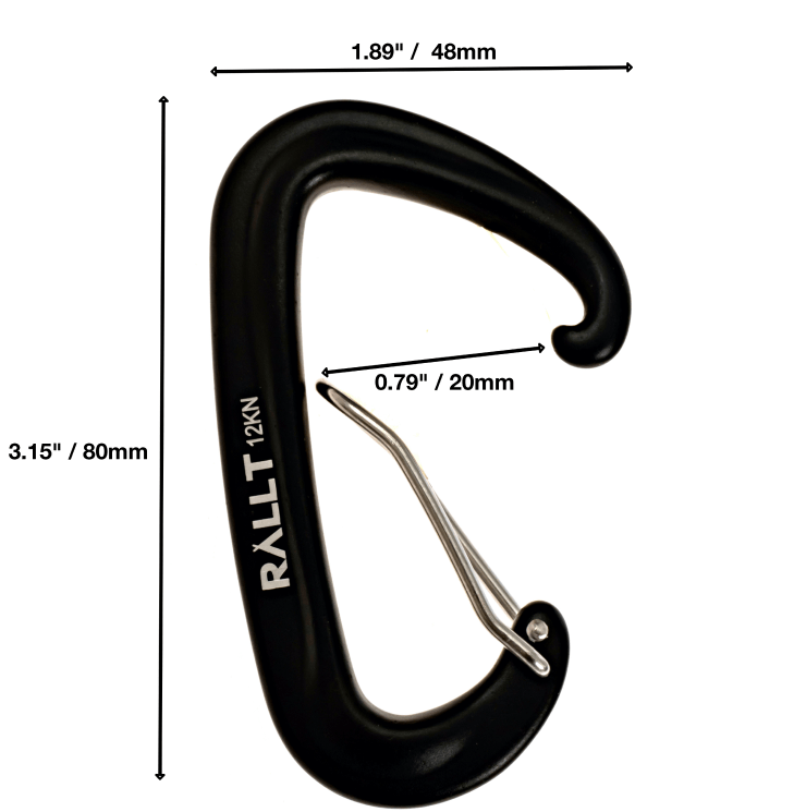 Aluminum Wire Gate Carabiners Black variant  specifications 