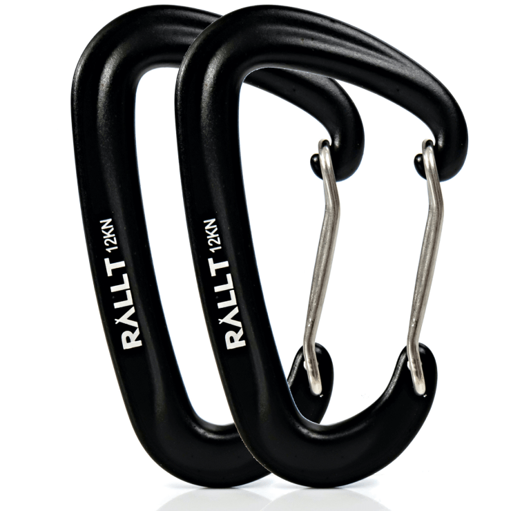 Aluminum Wire Gate Carabiners (2 in Pack) Black variant 